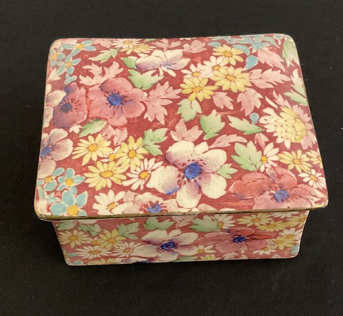 Vintage Royal Winton Grimwades Chintz Candy Jewellery Trinket Box Lid Chipped