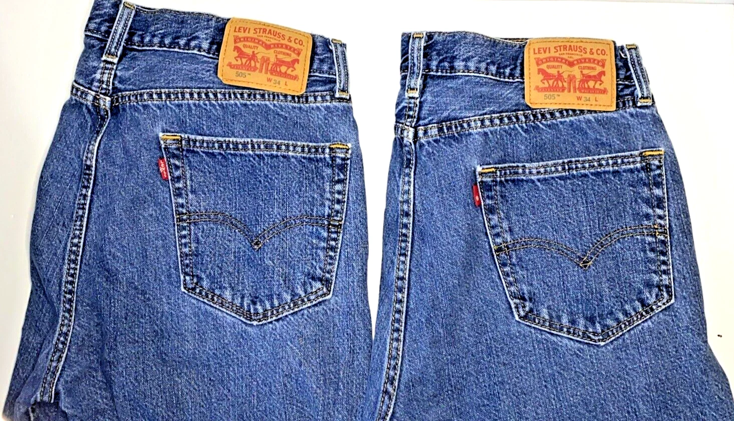 Levi 505 Shorts Dad Jeans Jorts Classic Blue Denim Mens 34 Waterless LOT OF 2