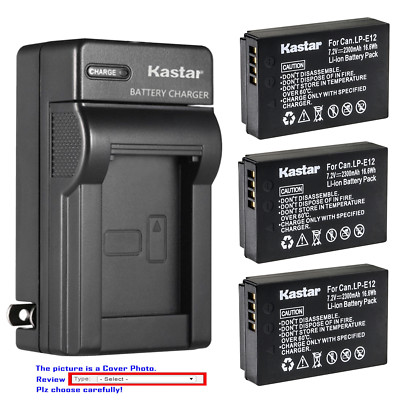 Kastar Battery AC Wall Charger for Canon LP-E12 LC-E12 & Canon EOS 100D Camera