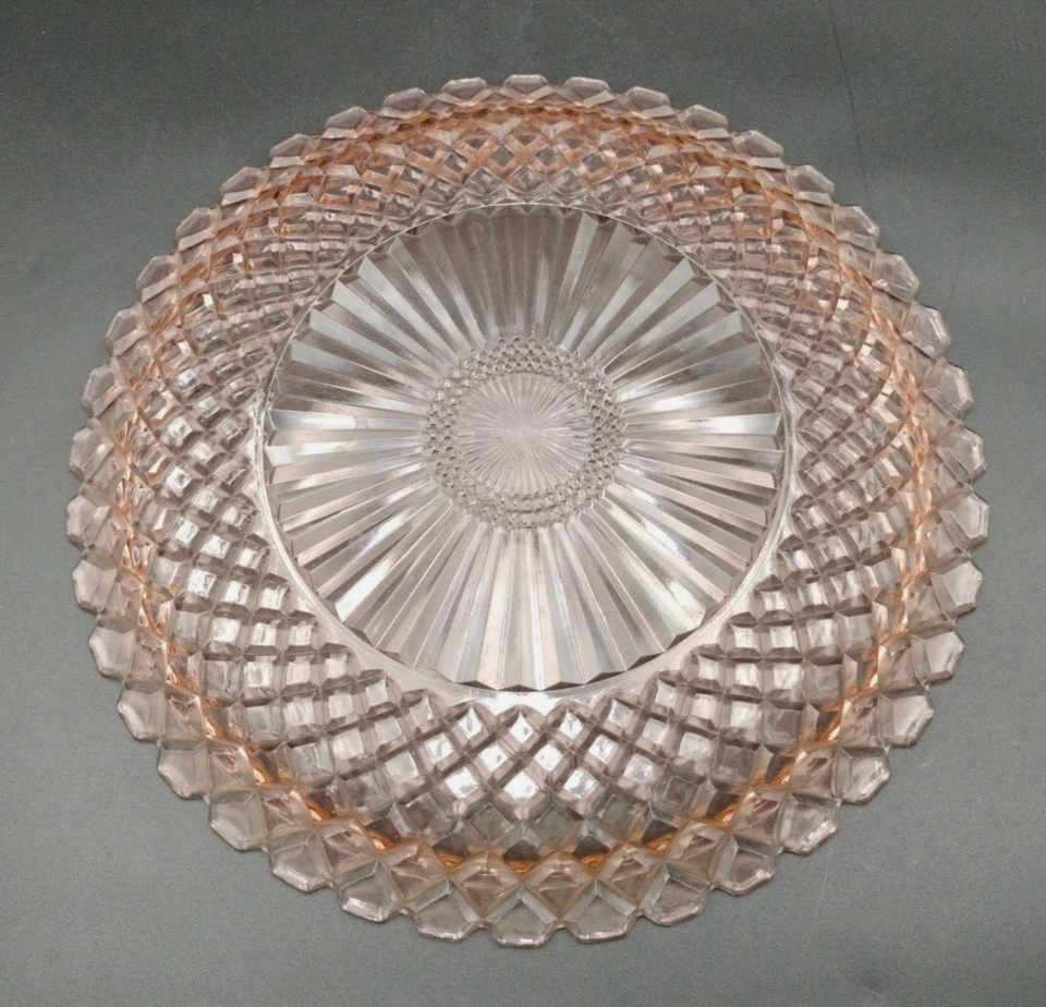 Vintage Waterford 14” Pink Depression Wedding Cake Plate Anchor Hocking