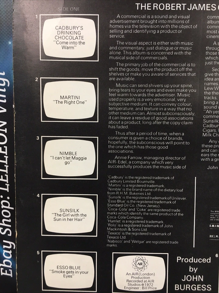 Take A Break Themes From Top TV Commercials LP Album Vinyl Record TWO382 70’s Foto 3 de 4