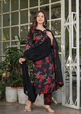 Women' s Silk Bleand Embroidery Kurta with Pant  Dupatta