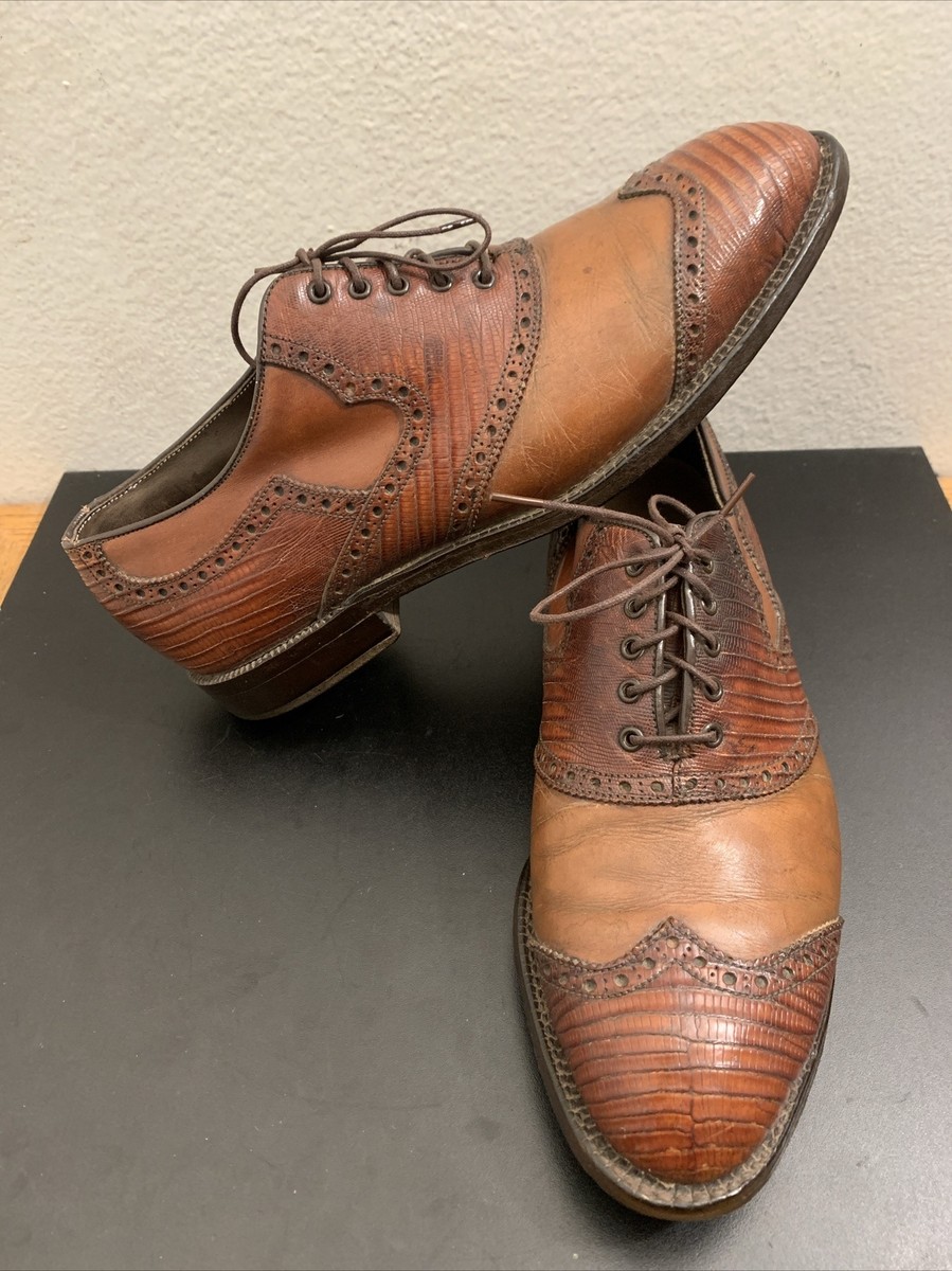 Footjoy Classic 56689 Brogue WINGTIP Lizard Saddle Men Sz 9 