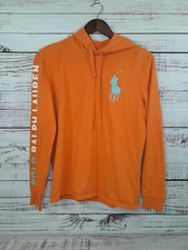 Polo Ralph Lauren Shirt Adult Small Orange Hooded Long Sleeve Big Pony Spellout