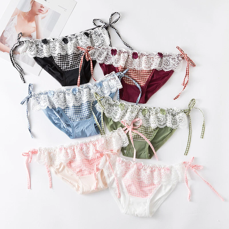 Damen Mädchen Kariert Unterwäsche Schlüpfer Slip Höschen Spitze Splice Retro Süß - Bild 1 von 4