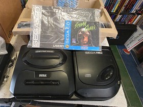 Sega CD Model 2 Console w/Genesis 2 Console w/Sewar Shark-CIB PLUS!! TESTED!