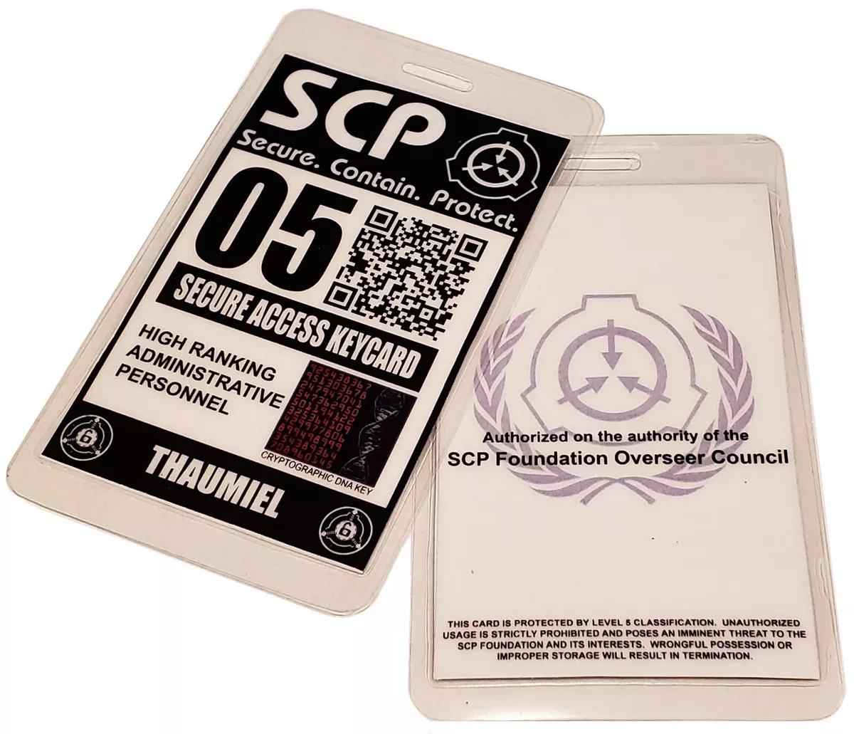 SCP Foundation Secure Access Keycard ID Card Badge Cosplay Costume Name Tag  Prop