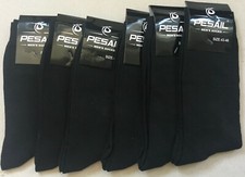 6 PAIRS MEN'S BLACK COTTON RICH HIGH QUALITY SOCKS SIZE 43-46 (EU) = 9 - 12 (UK)