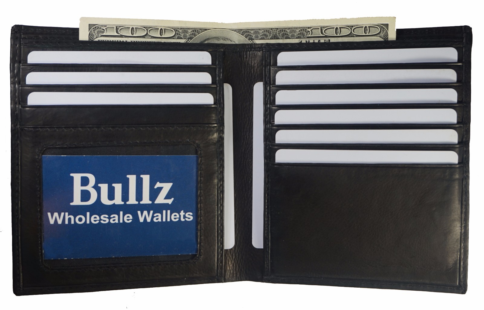 Cow Leather European Hipster Credit Card-ID Bifold Mens Wallet staggered insert