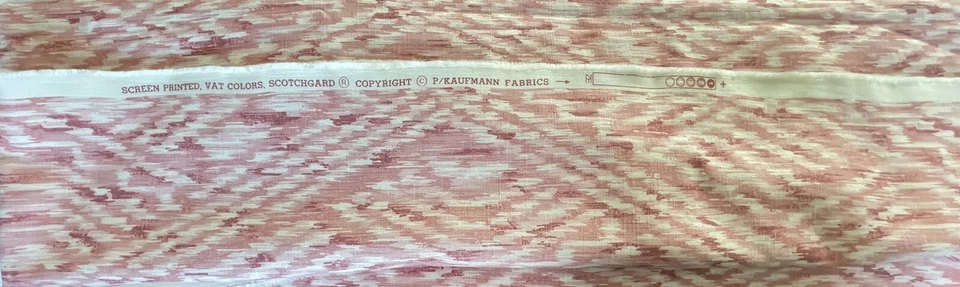 P KAUFMANN PINK & WHITE FLAME IKAT COTTON MULTIUSE FABRIC 68x54"W - Image 4 of 4