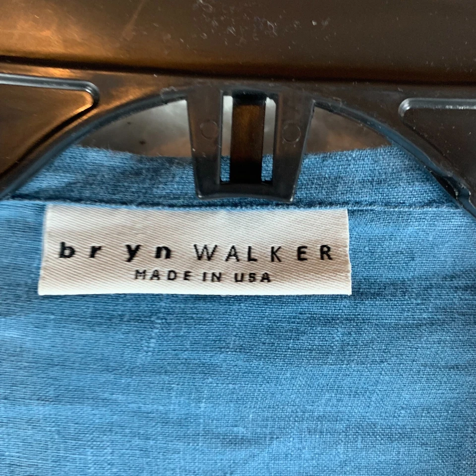 Cárdigan de lino Bryn Walker para mujer azul manga 3/4 frente abierto Lagenlook S 8957 Foto 2 de 4