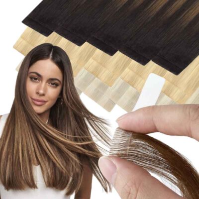 Thick Remy Tape in Human Hair Extensions Skin Weft 100% Real Remi Hair Full  Head