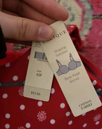 NEW NWT $51.50 Womens red polka dot snowflake bra Cacique t-shirt bra 42F shapes - Picture 3 of 3