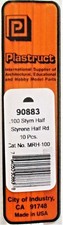 Plastruct 90883 MRH-100 Styrene Half-Round Rods .100 O.D. x 10" Long pkg 10 