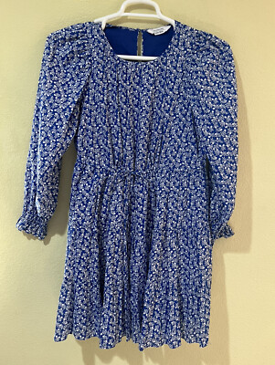 Los Angeles Atelier & Other Stories Dress Sz XS  Blue White Floral LS D9