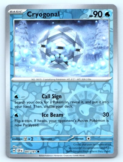 Cryogonal 047/191 ~ Reverse Holo English Near Mint