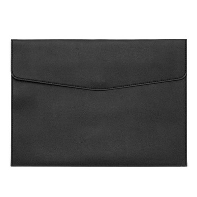 PU Leather A4 File Folder, Document Holder Filing Organizer Style 2, Black