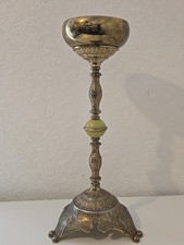 Vintage Floor Standing Ashtray Italian Style Brass/Onyx 