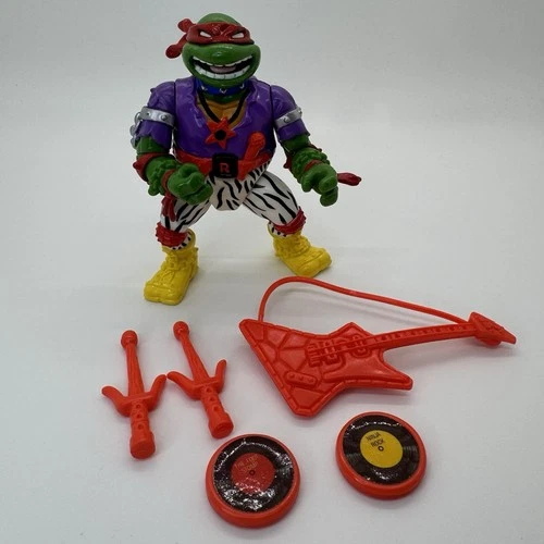 VTG 1991 Playmates TMNT Rock Rollin Heavy Metal Raphael Action Figure Complete