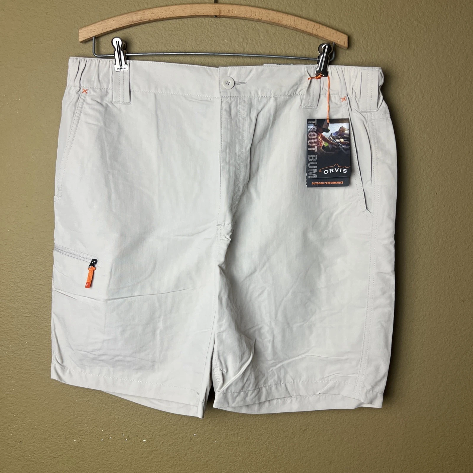 NEW Men's ORVIS Trout Bum Khaki Jackson Quick Dry Shorts Fishing Hiking Size L