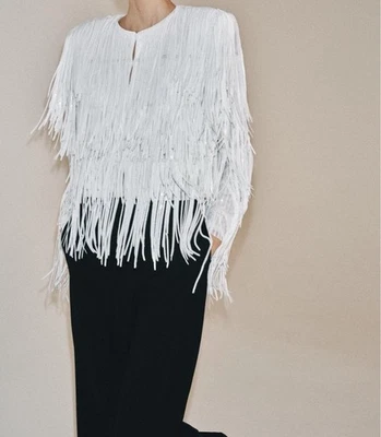 Zara ZW COLLECTION SEQUIN FRINGE JACKET - Image 1 of 4
