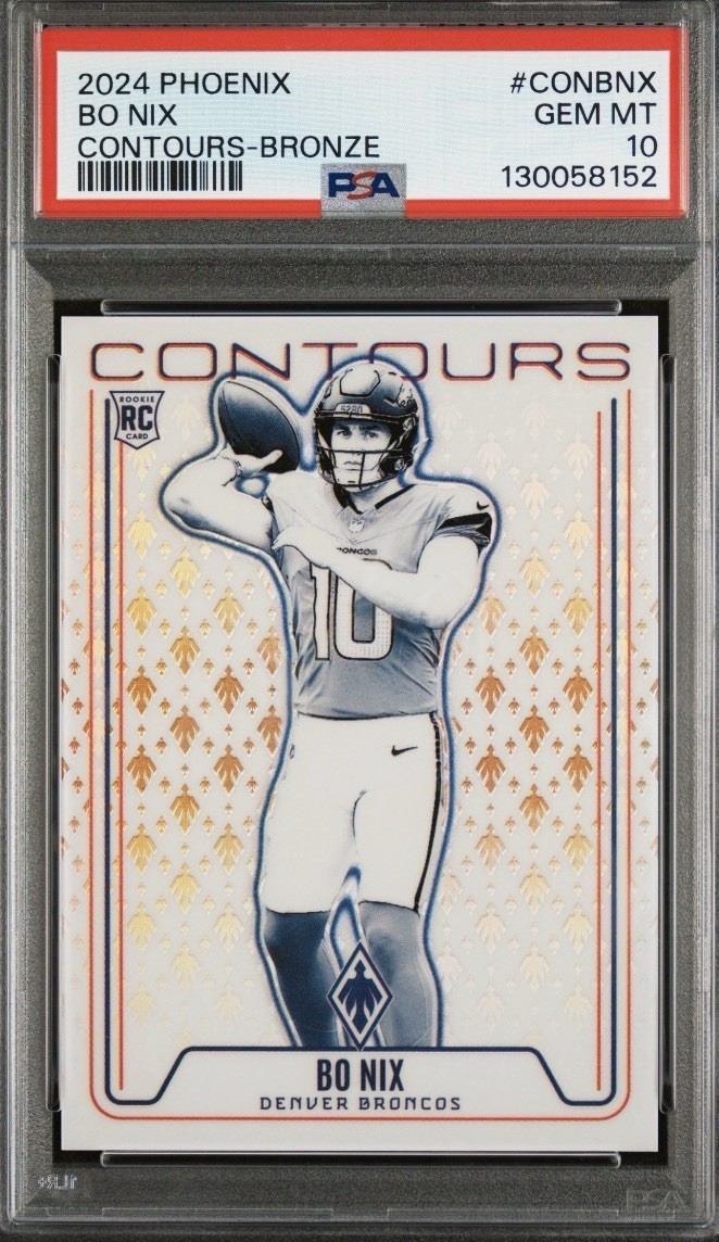 Panini 2024 Phoenix Contours Bo Nix Rookie Bronze #CON-BNX /75 Broncos PSA 10