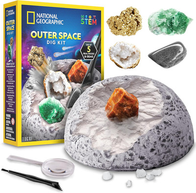 National Geographic Outer Space Dig Kit   Excavate 5 Real Rock & Gemstone Specim