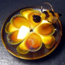 Boomwire Glass Flower Bee mini paperweight lampwork art handmade decor sculpture