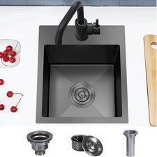 13 x 15 Inch Black Bar Sink Drop in 16 Gauge Stainless Steel Wet Bar Sink