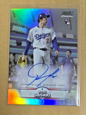 Roki Sasaki 2025 Topps Stadium Club Chrome Refractor On Card Auto RC SP Dodgers