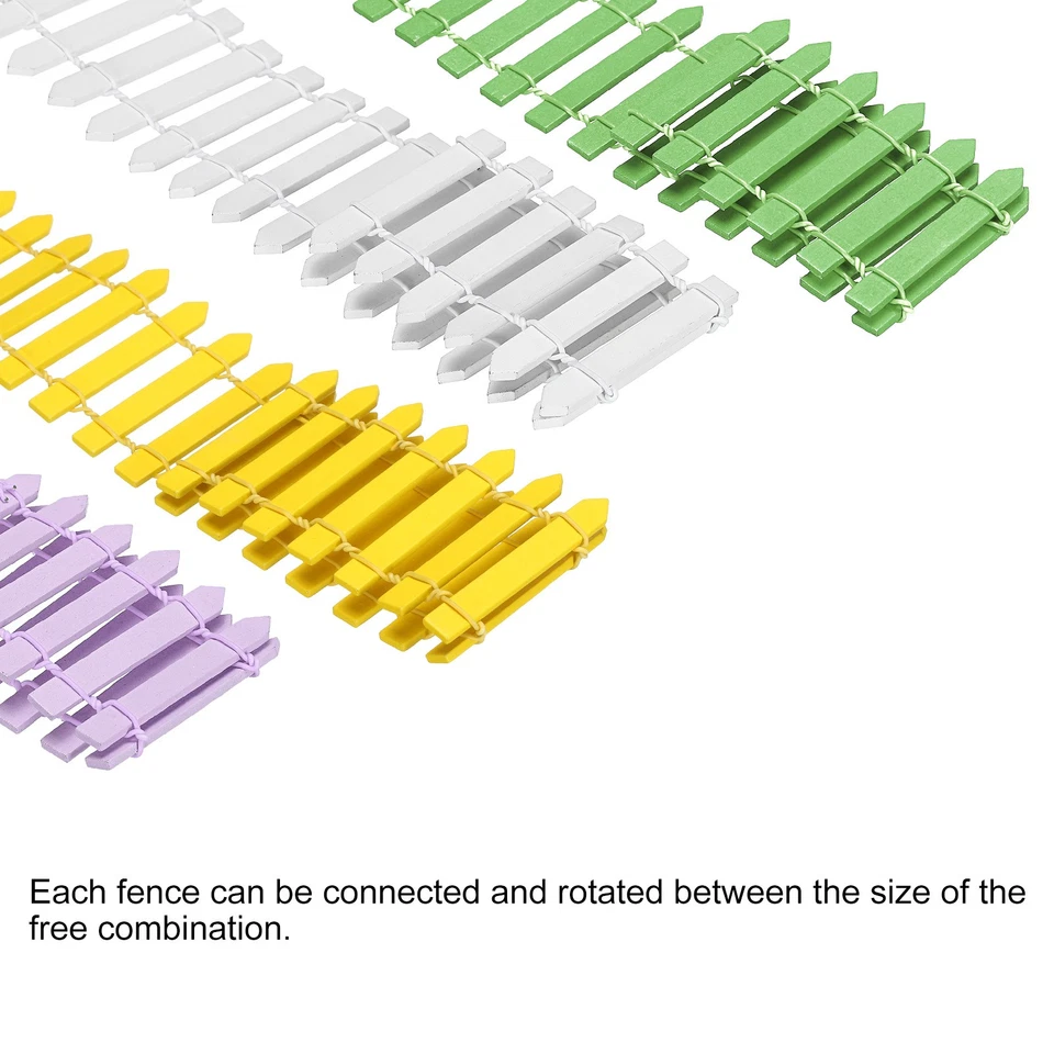 Valla de jardín miniatura 35 verde claro, púrpura profundo, amarillo, blanco, juego de 4 Foto 4 de 4