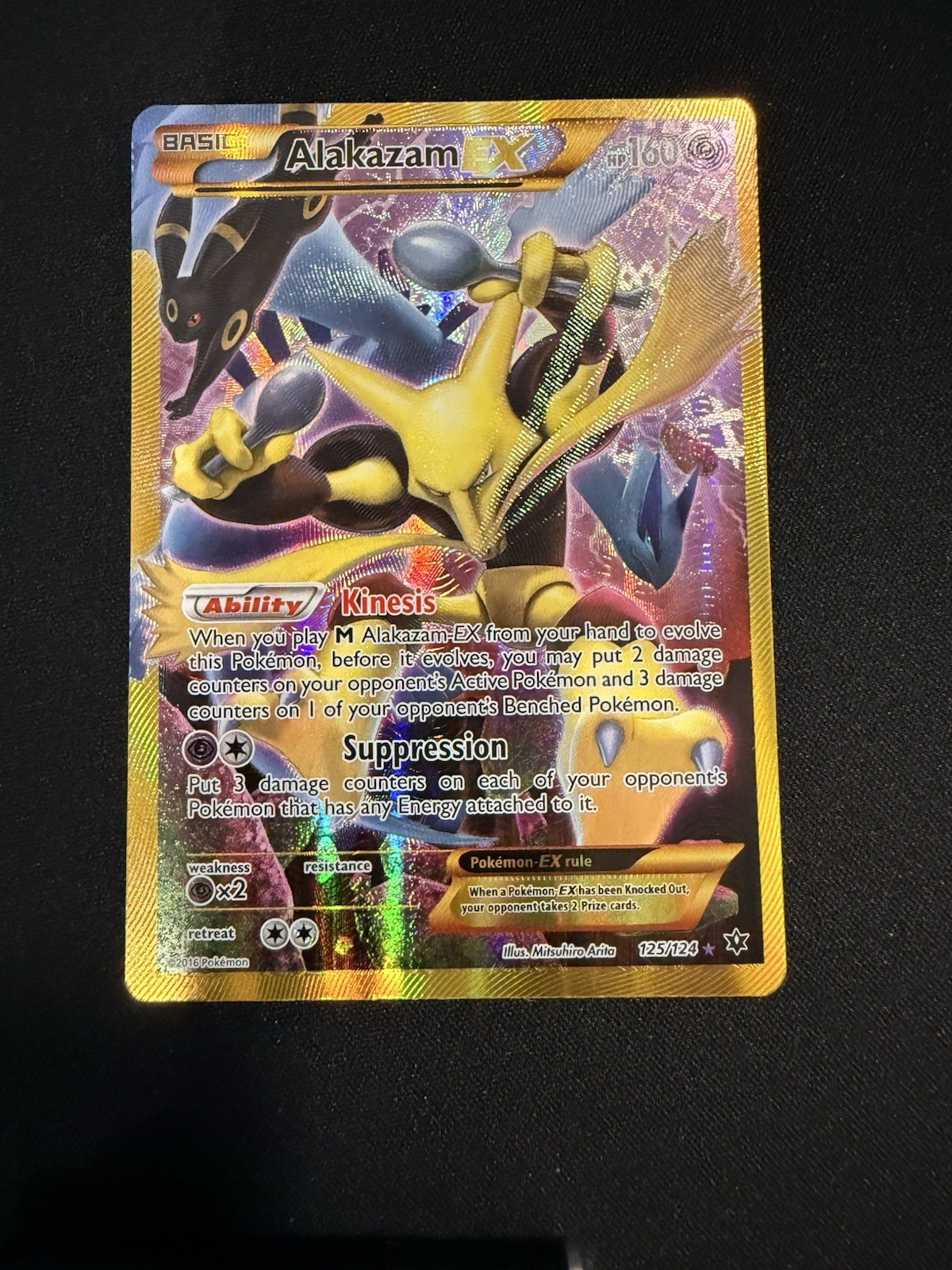 Alakazam EX Fates Collide 125/124 Full Art Holo Card Secret Rare Pokemon TCG NM