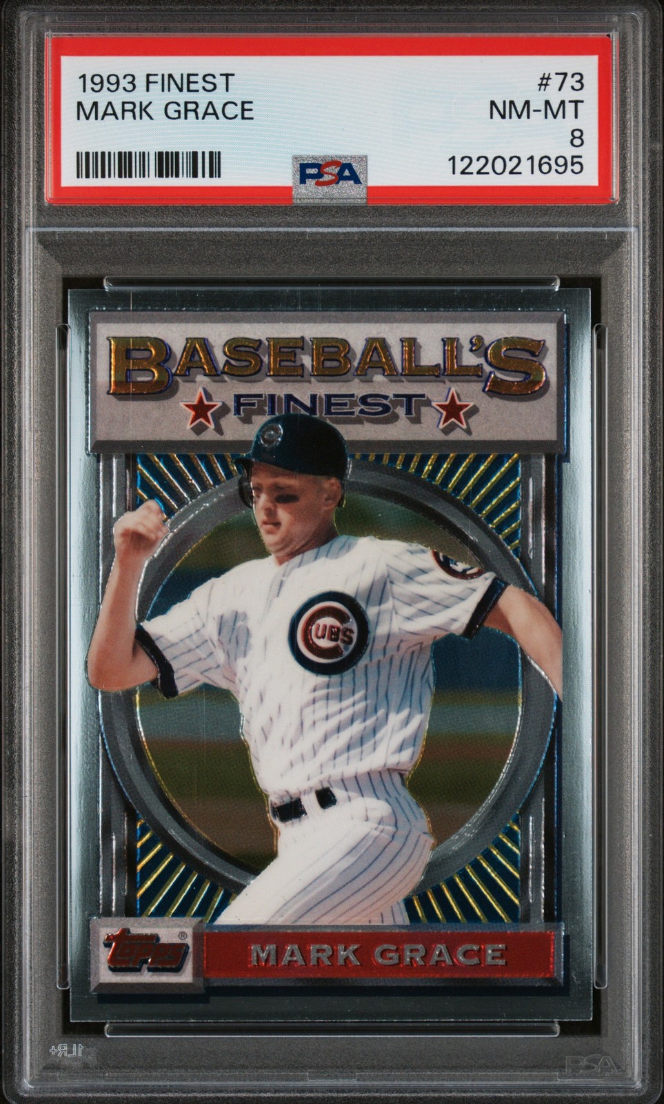 1993 TOPPS FINEST #73 MARK GRACE PSA 8