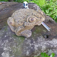 Pottery Large Statue FROG 15 inch Vintage Japanese Sculpture Figurine Echizen