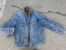 Vintage 70's Lee Denim Western Cowboy trucker Jacket 42R Blanket Lined USA Made