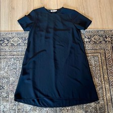 Everlane Black Mini Shift Shirt Dress Small Short Sleeves High Low Hem Flowy