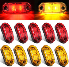 10 Pack 2.5 In LED Trailer Side Marker Lights Amber Red Waterproof Truck Boat Rv