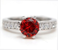 3CT Fire Garnet Topaz 925 Solid Sterling Silver Ring Sz 6 NB1-2