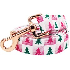 Christmas Dog Leash Pink Tree Print Soft Handle Sturdy Walking Medium Pet