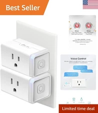 Compact Smart Plug with Scheduling & Voice Control: Works with Alexa - 2-Pack