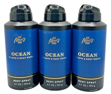 Bath & Body Works LOT of 3 Men's Collection OCEAN Body Spray Cologne 3.7 oz