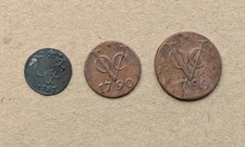 Set NOMINAL 3 Pcs Netherlands VOC 1/2 , 1 & 2 Duit 1700" New York Penny Coin_201