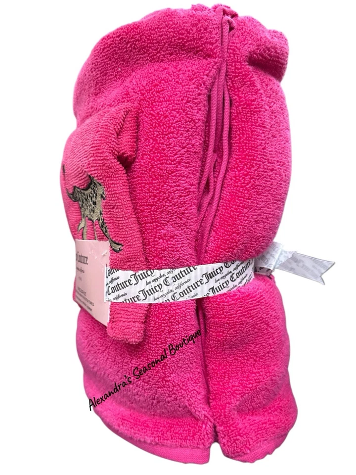 Pink Juicy Couture Leopard Print 3-PC Bath Set Hair Wrap Towel Two Cotton Towels - Image 4 of 4
