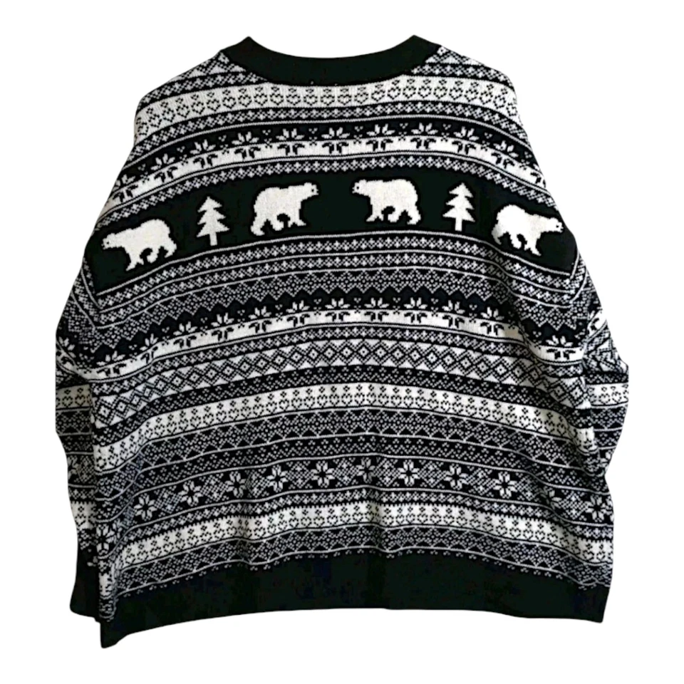 Suéter St. John's Bay Fair Isle Para Mujer 2X Osos Polares Negro/Blanco Acrílico Foto 2 de 4