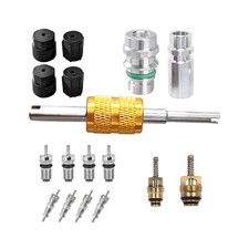 17PCS Car Air Conditioning Valve Core Kit R12 R134a - Includes Removal Tool 