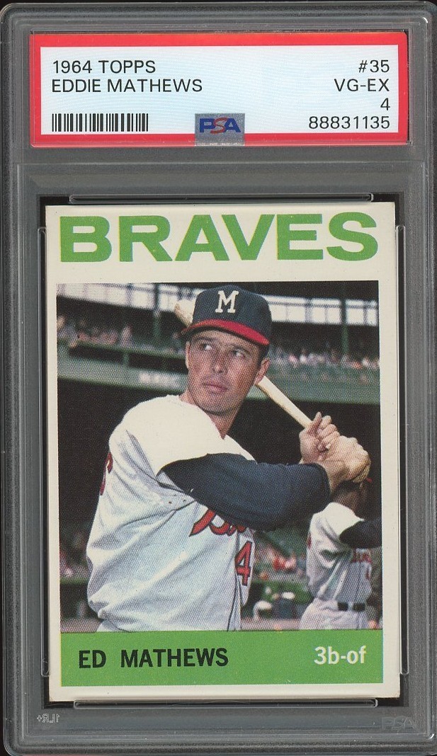 1964 Topps #35 Eddie (Ed on Card) Mathews PSA 4 - Braves