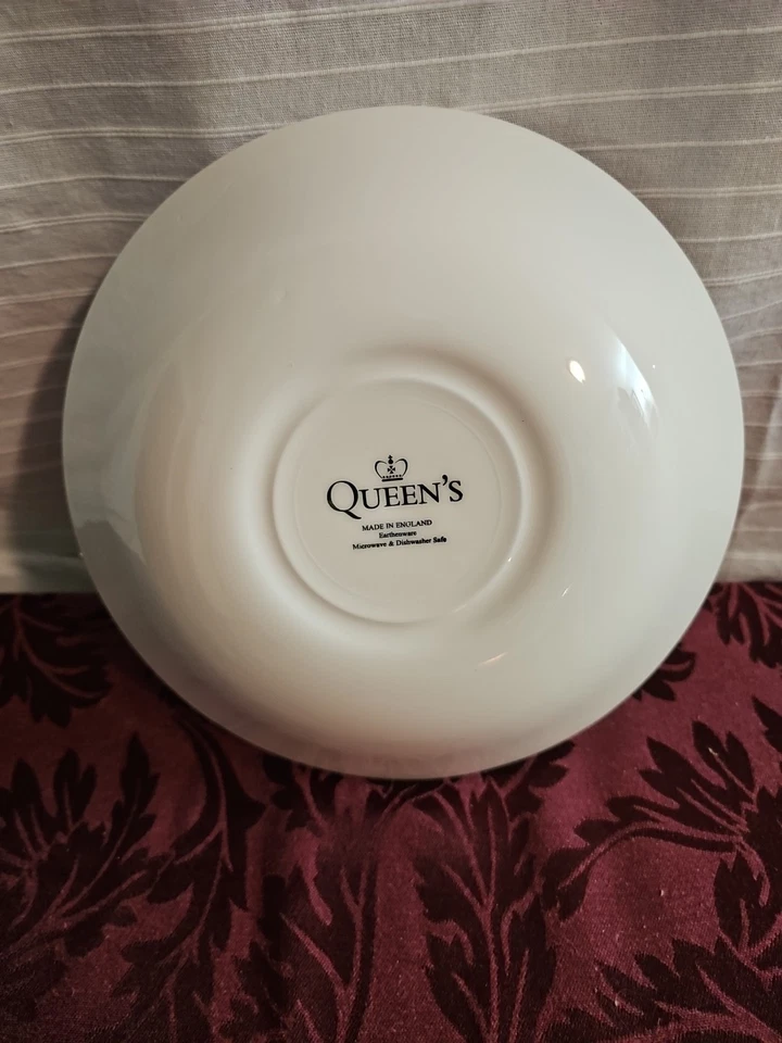 Queen's China Black Orchid 9" Round Serving Bowl Floral Earthenware ENGLAND - Image 3 of 4