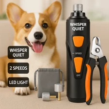 Dog Nail Grinder LED Light 2 Speed Quiet Rechargeable Clipper File for Pets 🐾
