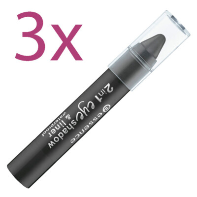 3 Stk. 2 in1 Eyeshadow & Liner Waterproof essence Black to the routes (756606-3)