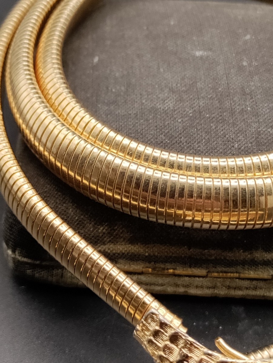 Accessocraft NYC 80s Blue Eyed Gold Snake Head & Tail